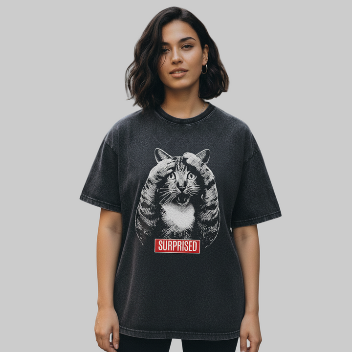 Surprise Cat Graphic T-Shirt