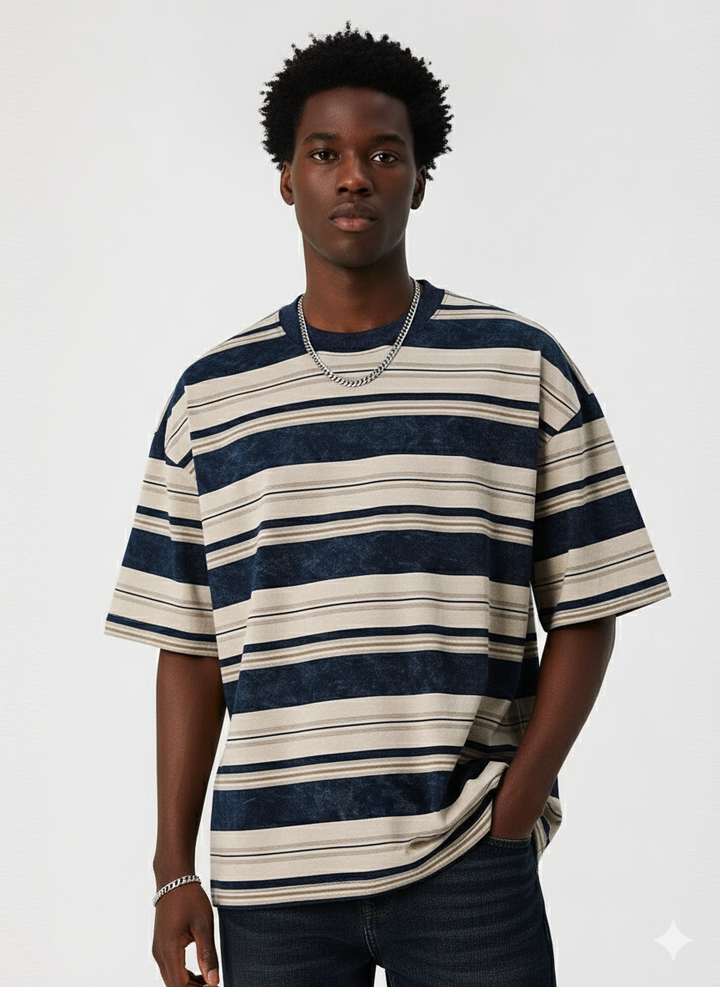 Hip Hop Tie Dye Vintage Striped Oversized T-Shirt