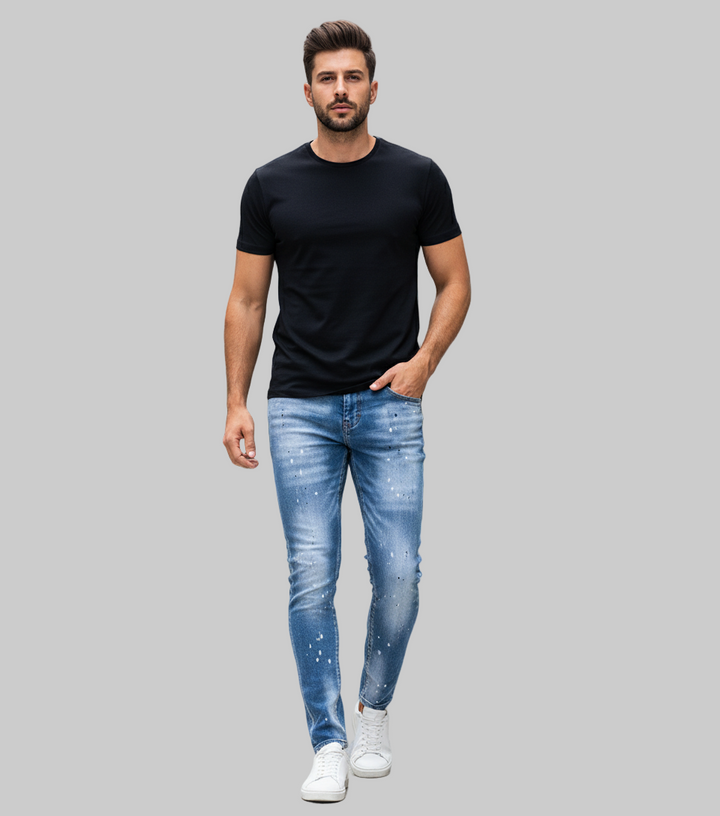 Retro  Slim Fit Ripped Jeans