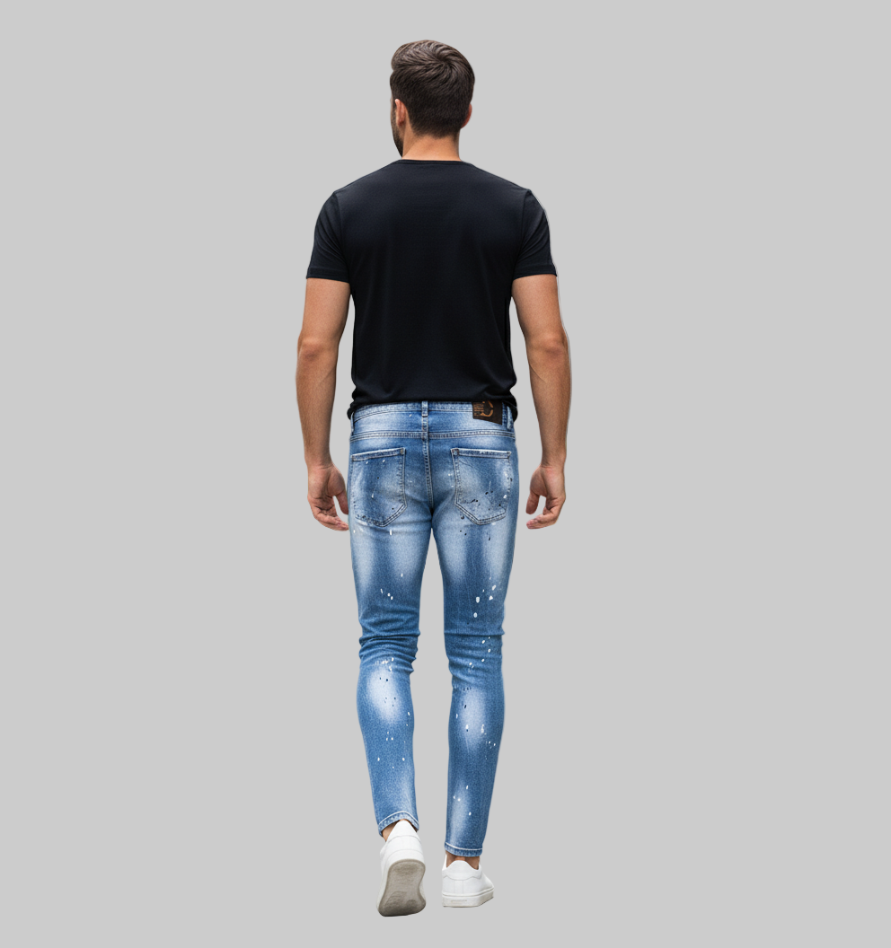 Retro  Slim Fit Ripped Jeans