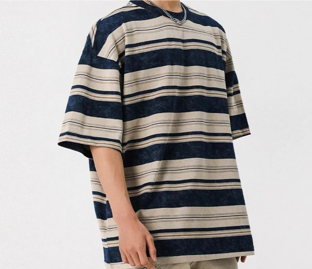 Hip Hop Tie Dye Vintage Striped Oversized T-Shirt