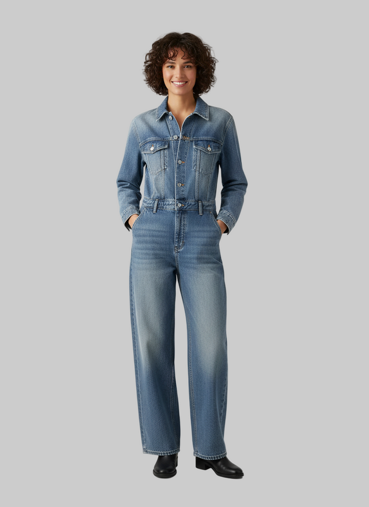 Washed Retro Denim Jumpsuit
