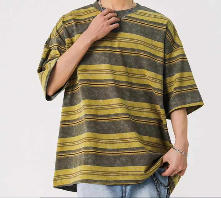 Hip Hop Tie Dye Vintage Striped Oversized T-Shirt