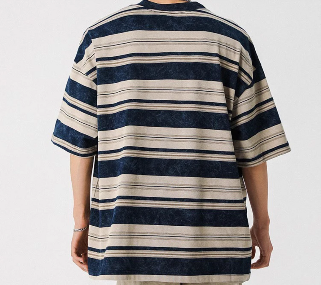 Hip Hop Tie Dye Vintage Striped Oversized T-Shirt