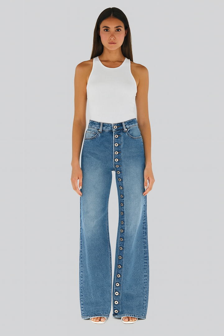 Retro American  High Waist Wide Leg Jeans